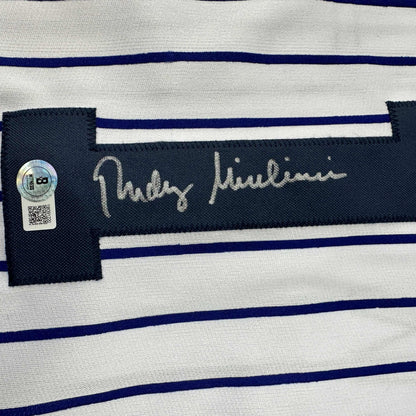 Autographed/Signed Rudy Giuliani New York Pinstripe Baseball Jersey Beckett BAS COA