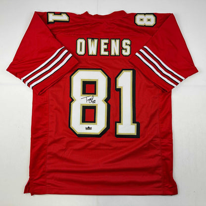 Facsimile Autographed Terrell Owens San Francisco Red Reprint Laser Auto Football Jersey Size Men's XL