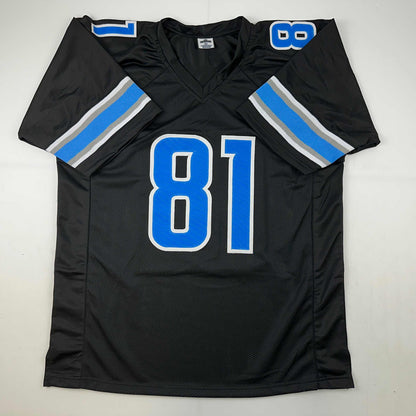 Facsimile Autographed Calvin Johnson Detroit Black Reprint Laser Auto Football Jersey Size Men's XL