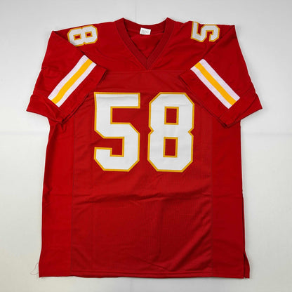 Facsimile Autographed Derrick Thomas Kansas City Red Reprint Laser Auto Football Jersey Size Men's XL