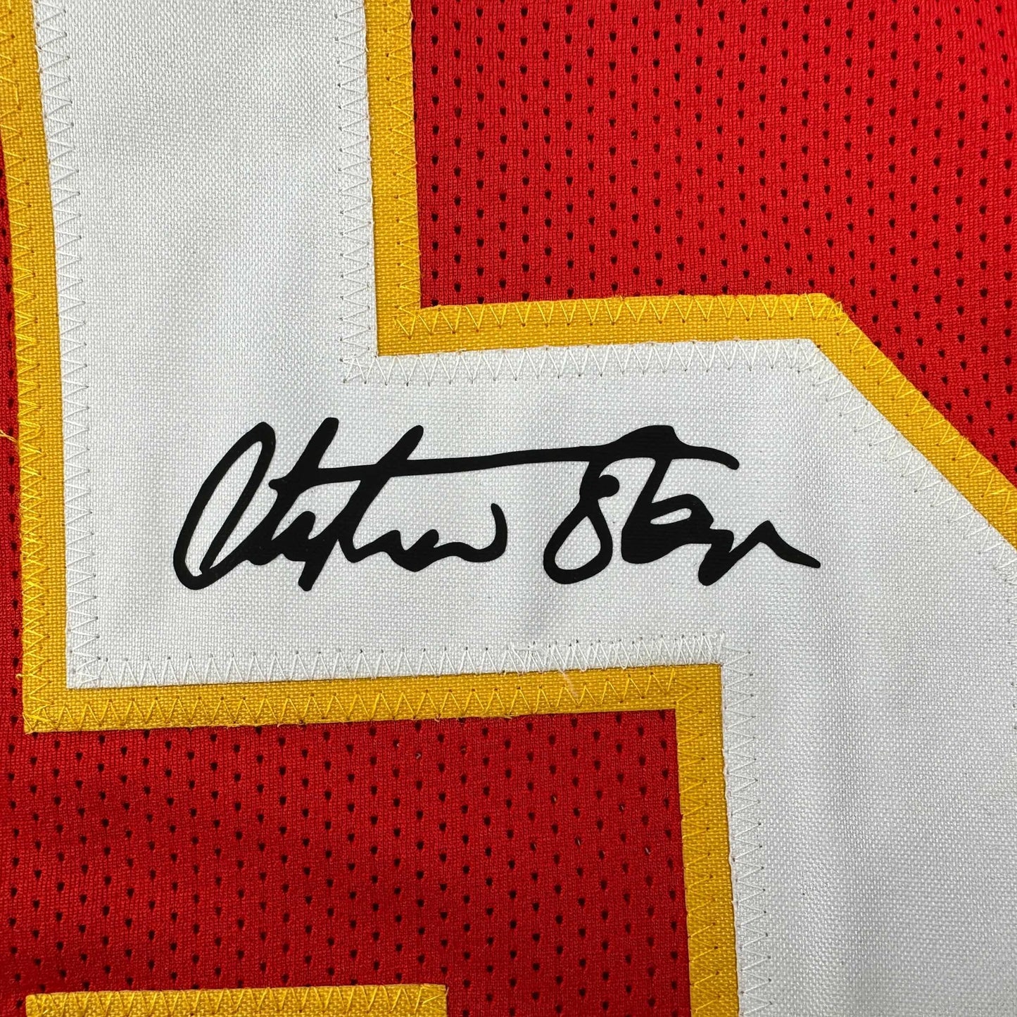 Facsimile Autographed Christian Okoye Kansas City Red Reprint Laser Auto Football Jersey Size Men's XL