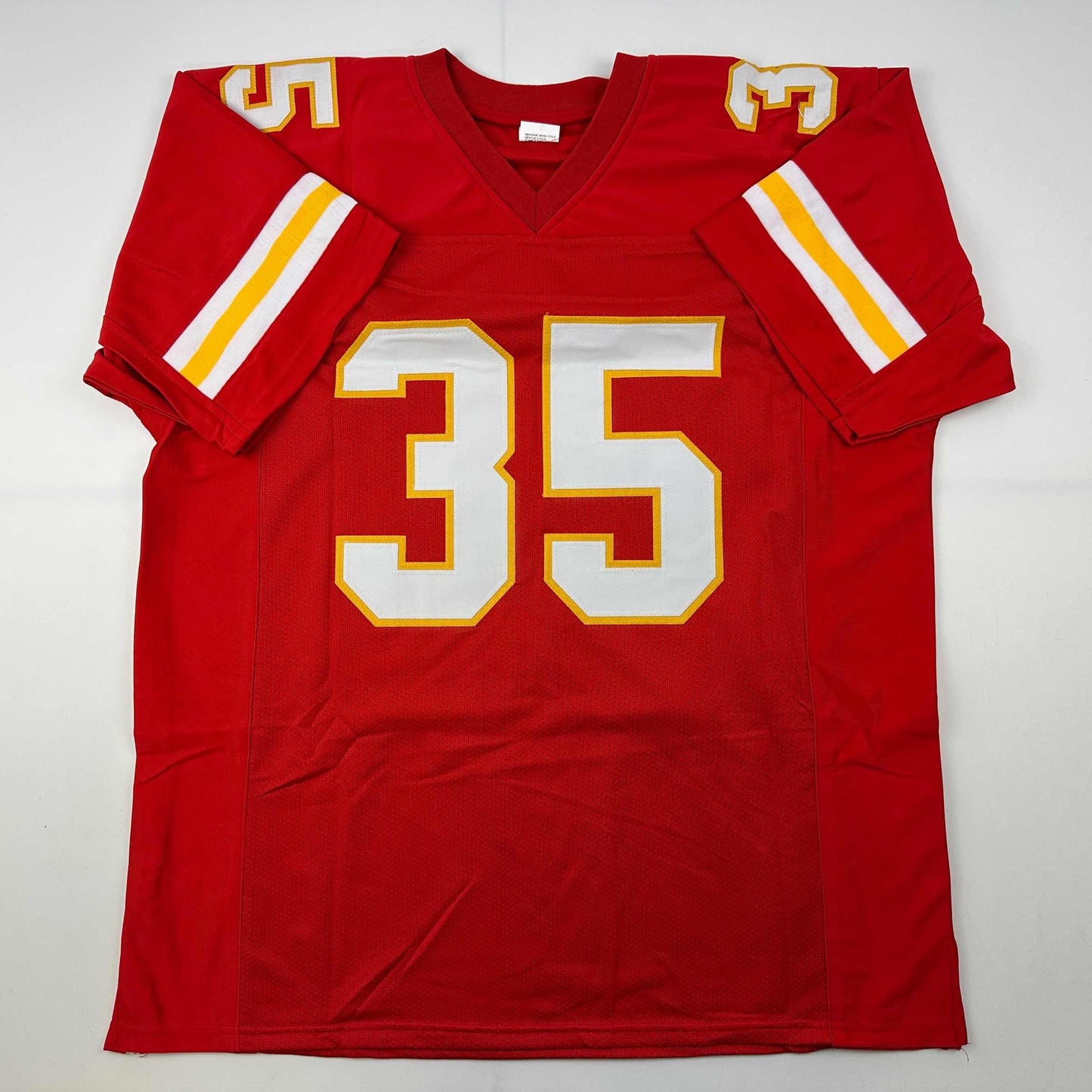 Facsimile Autographed Christian Okoye Kansas City Red Reprint Laser Auto Football Jersey Size Men's XL