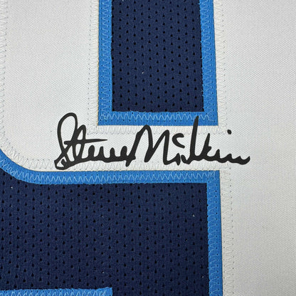 Facsimile Autographed Steve McNair Tennessee Navy Blue Reprint Laser Auto Football Jersey Size Men's XL