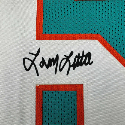 Framed Facsimile Autographed Larry Little 35x39 Miami Teal Reprint Laser Auto Football Jersey