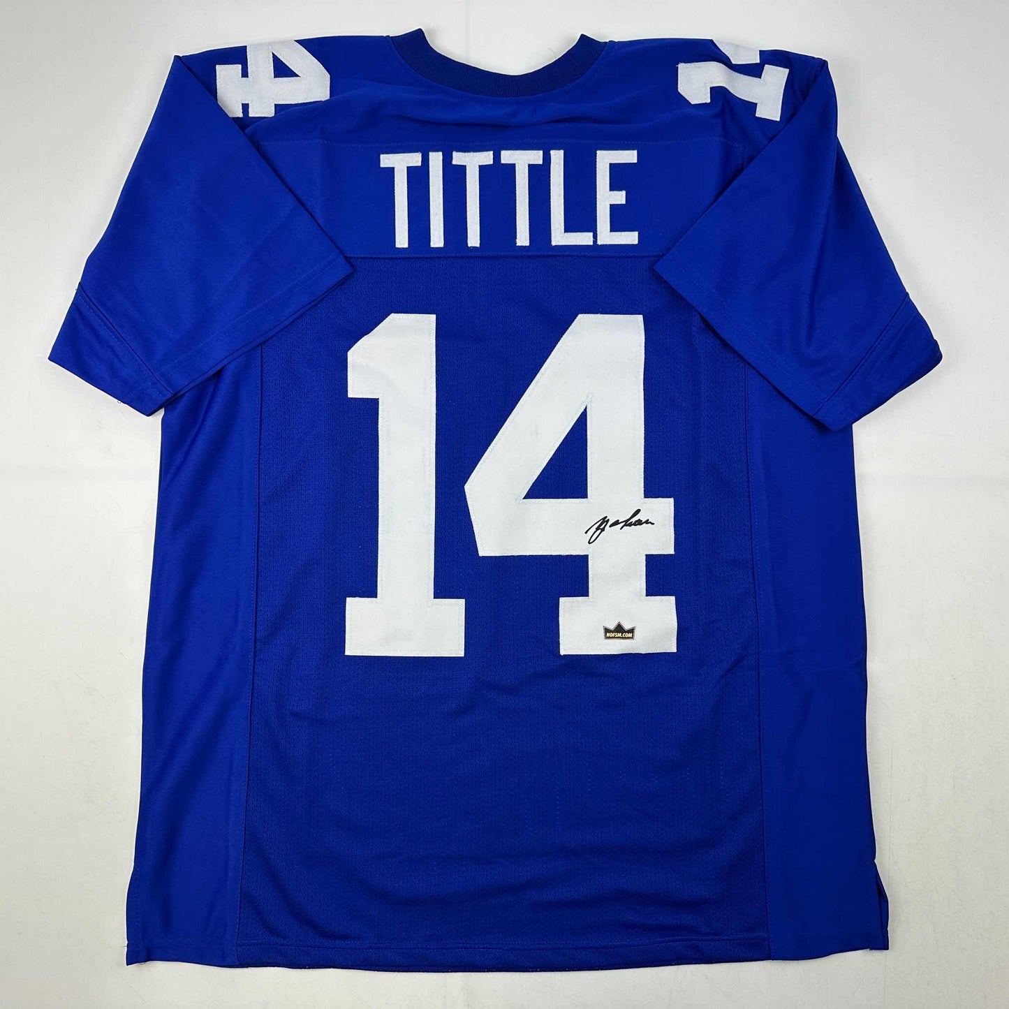 Facsimile Autographed Y.A. YA Tittle New York Blue Reprint Laser Auto Football Jersey Size Men's XL