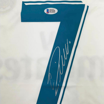 Autographed/Signed Cristiano Ronaldo Real Madrid White Soccer Jersey Beckett BAS COA