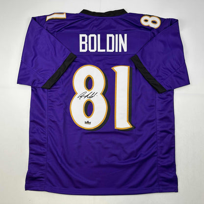 Facsimile Autographed Anquan Boldin Baltimore Purple Reprint Laser Auto Football Jersey Size Men's XL