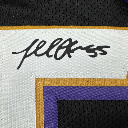 Framed Facsimile Autographed Terrell Suggs 35x39 Baltimore Black Reprint Laser Auto Football Jersey