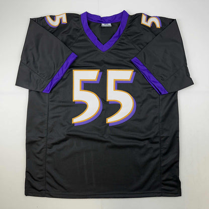 Facsimile Autographed Terrell Suggs Baltimore Black Reprint Laser Auto Football Jersey Size Men's XL