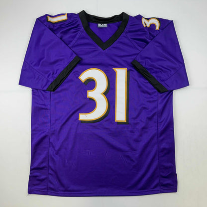 Facsimile Autographed Jamal Lewis Baltimore Purple Reprint Laser Auto Football Jersey Size Men's XL
