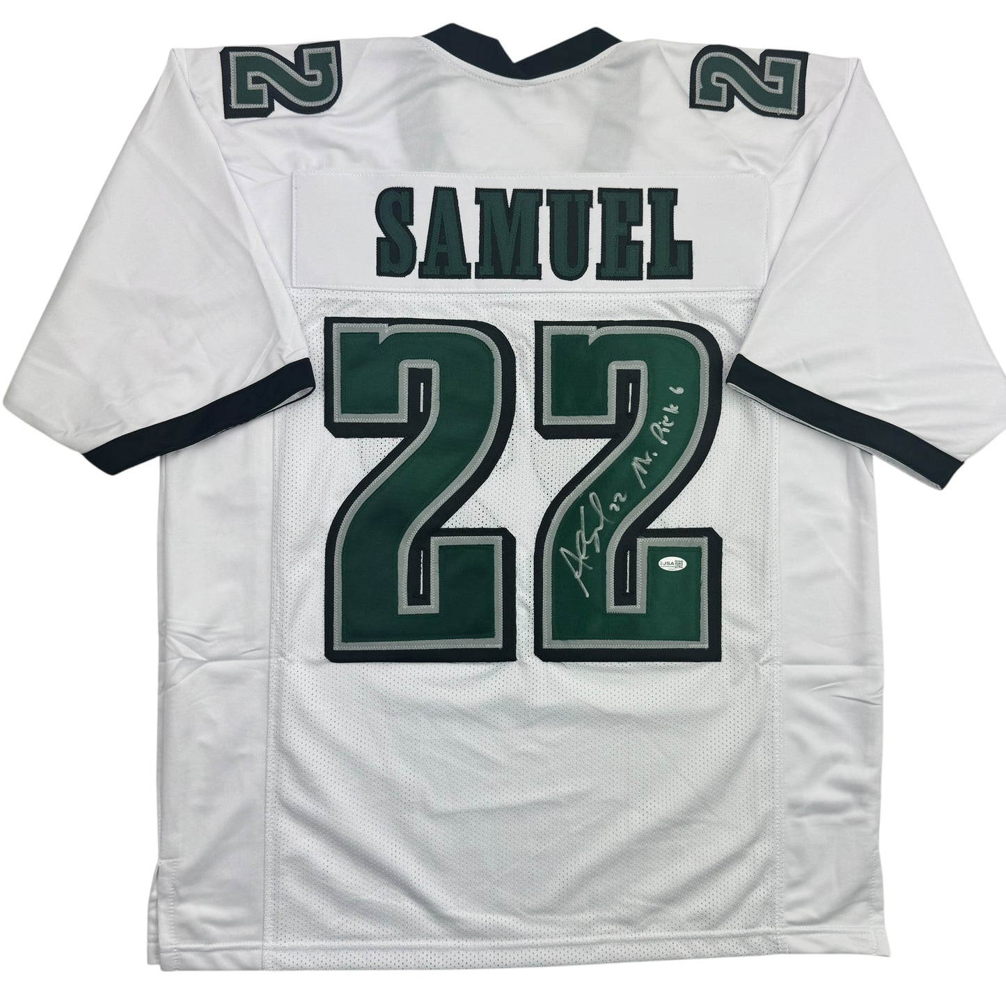 Autographed/Signed Asante Samuel Sr. Philadelphia White Football Jersey JSA COA