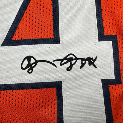 Framed Facsimile Autographed Shannon Sharpe 35x39 Denver Orange Reprint Laser Auto Football Jersey