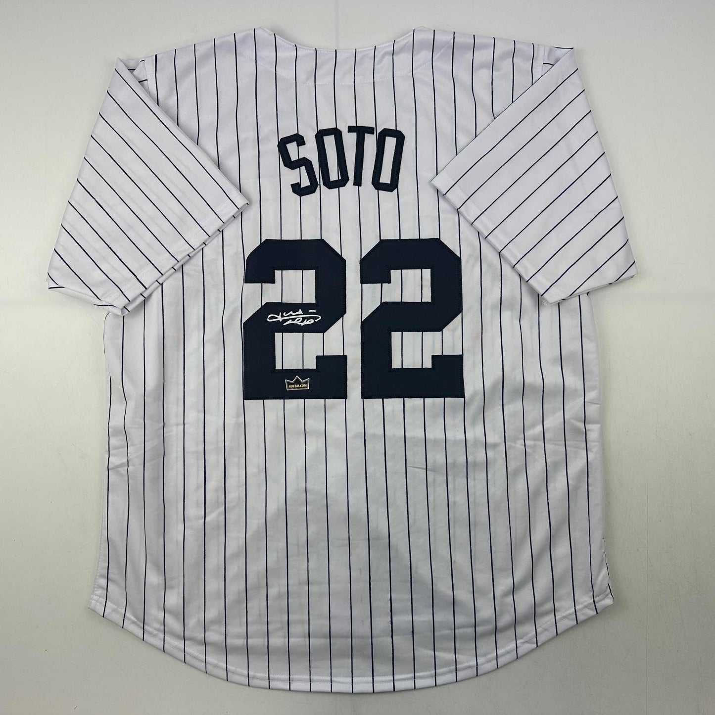 Facsimile Autographed Juan Soto New York Pinstripe Reprint Laser Auto Baseball Jersey Size Men's XL