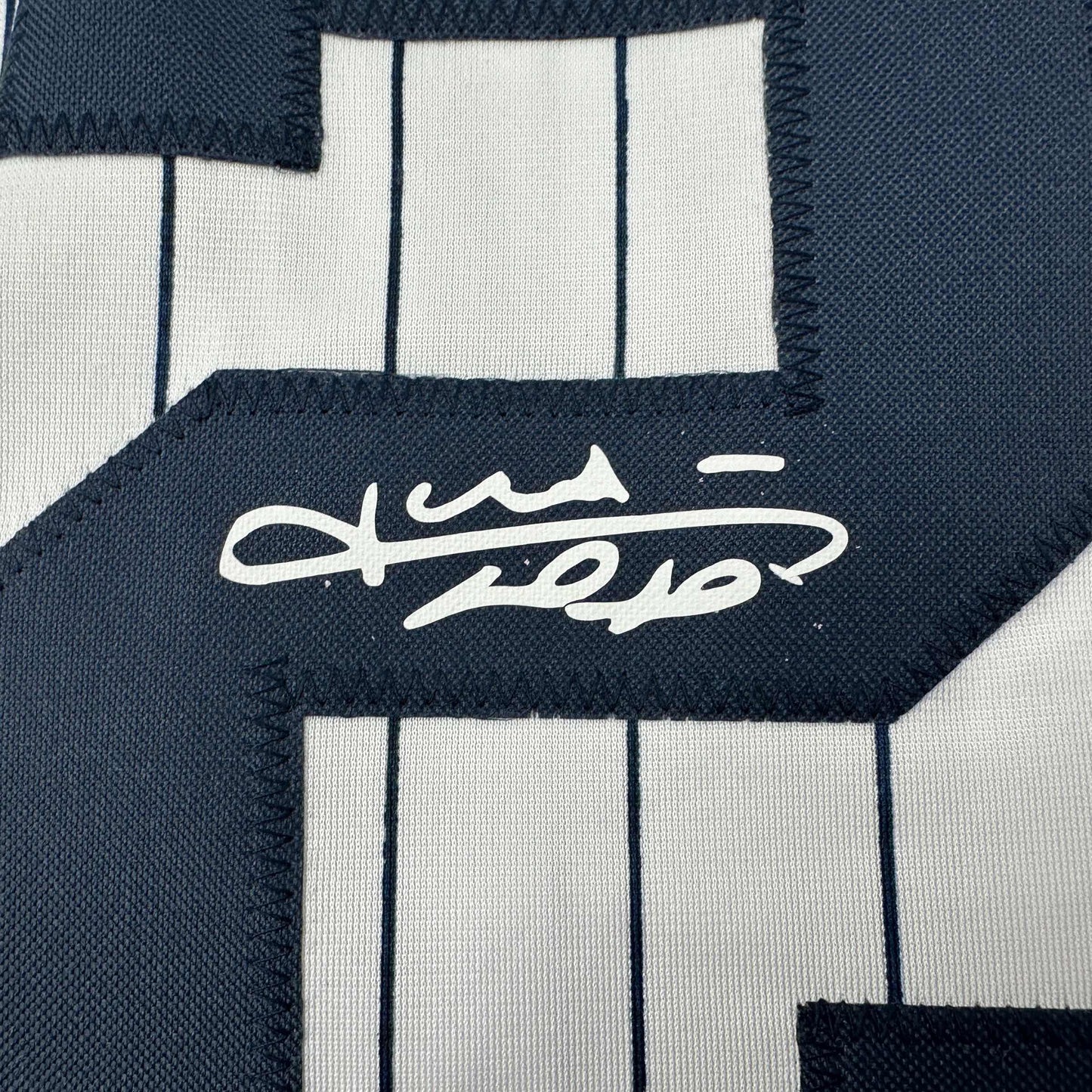 Facsimile Autographed Juan Soto New York Pinstripe Reprint Laser Auto Baseball Jersey Size Men's XL