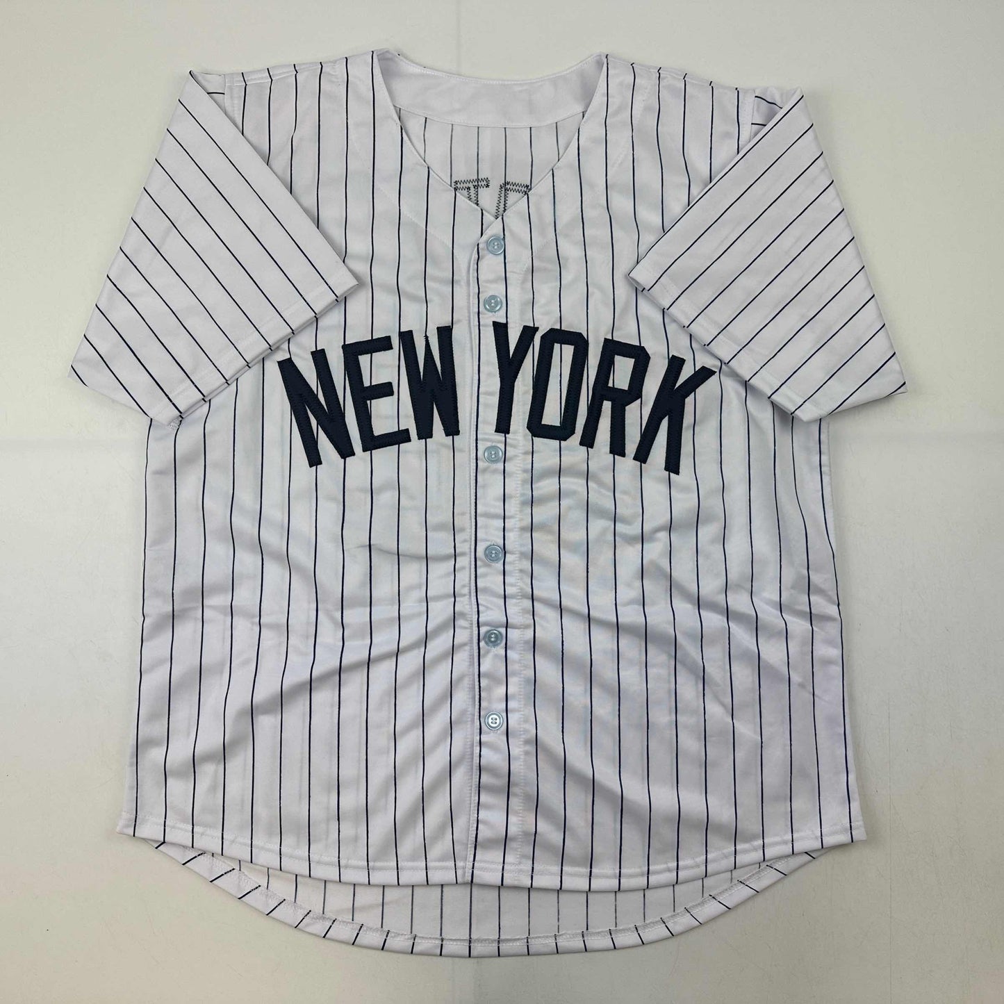 Facsimile Autographed Juan Soto New York Pinstripe Reprint Laser Auto Baseball Jersey Size Men's XL