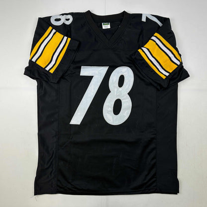 Facsimile Autographed Alejandro Villanueva Pittsburgh Black Reprint Laser Auto Football Jersey Size Men's XL