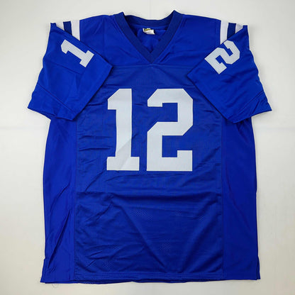 Facsimile Autographed Andrew Luck Indianapolis Blue Reprint Laser Auto Football Jersey Size Men's XL