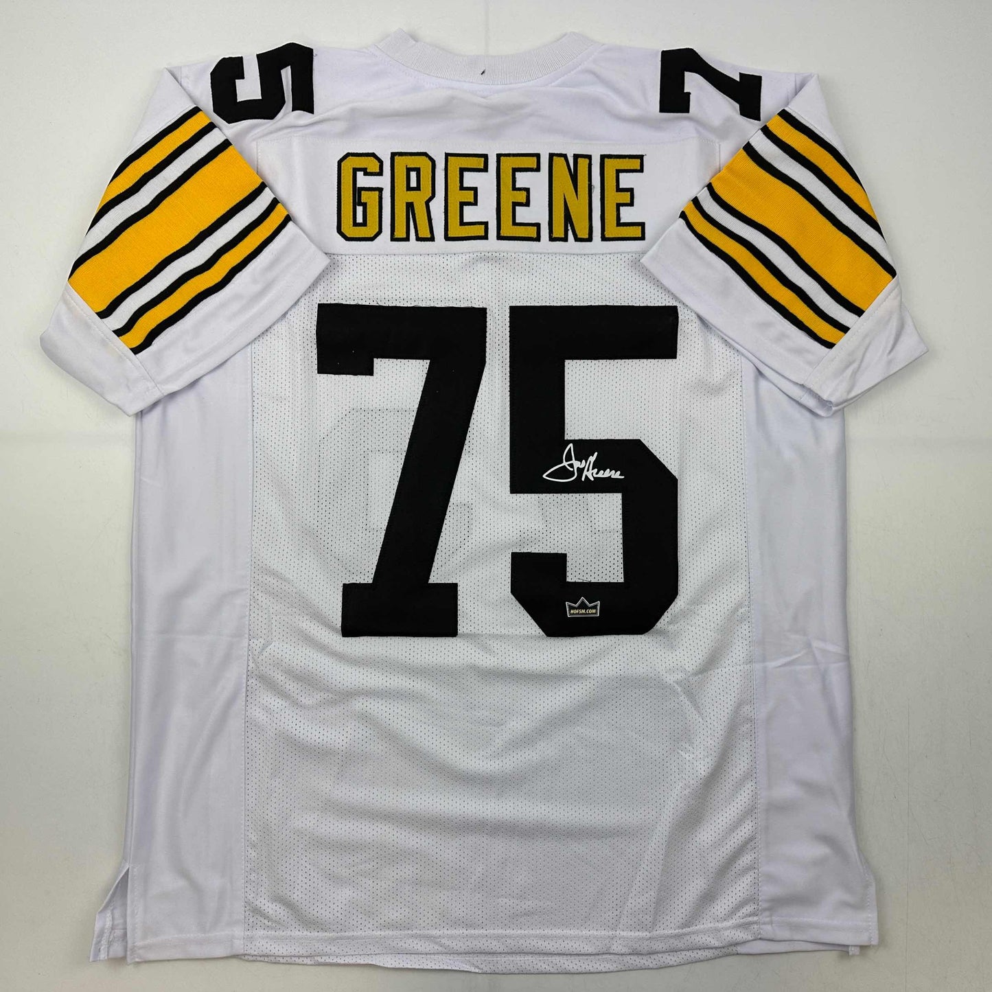 Facsimile Autographed Mean Joe Greene Pittsburgh White Reprint Laser Auto Football Jersey Size Men's XL