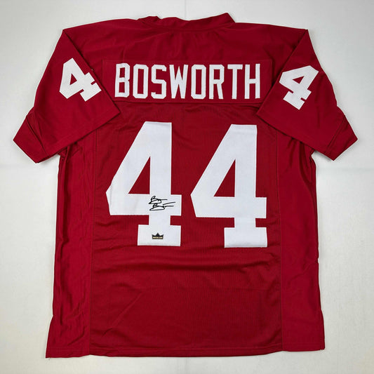 Facsimile Autographed Brian Bosworth Oklahoma Red Reprint Laser Auto College Football Jersey Size Men's XL