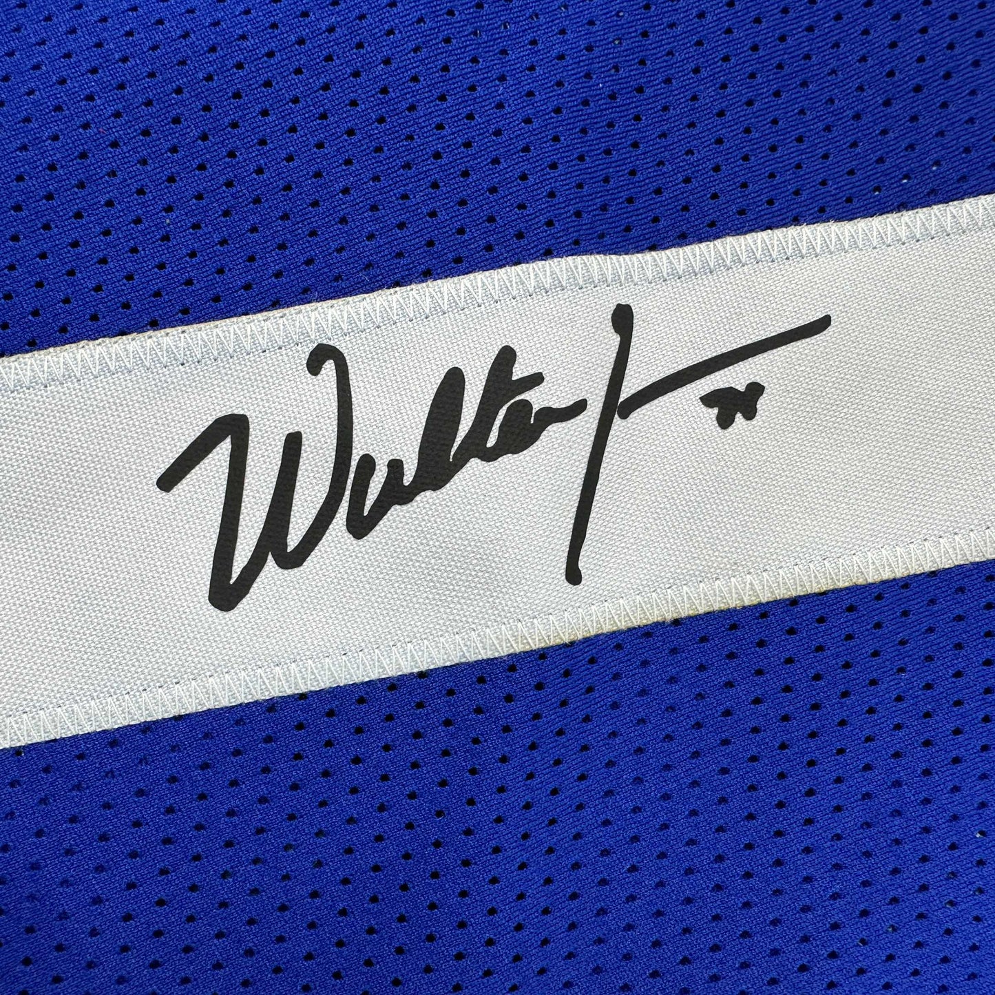 Facsimile Autographed Walter Jones Seattle Blue Reprint Laser Auto Football Jersey Size Men's XL