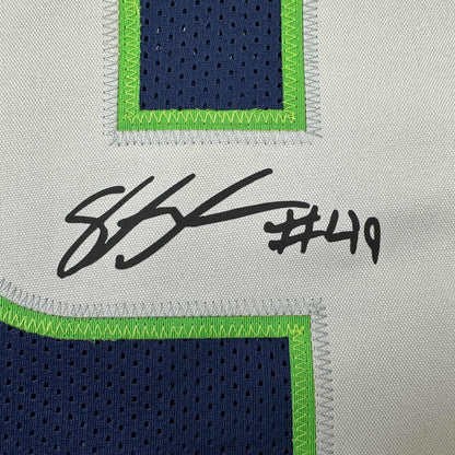 Framed Facsimile Autographed Shaquem Griffin 35x39 Seattle Blue Reprint Laser Auto Football Jersey