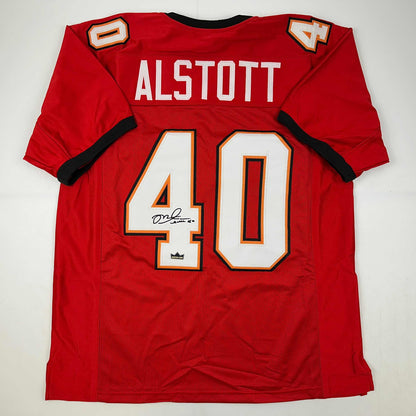 Facsimile Autographed Mike Alstott Tampa Bay Red Reprint Laser Auto Football Jersey Size Men's XL