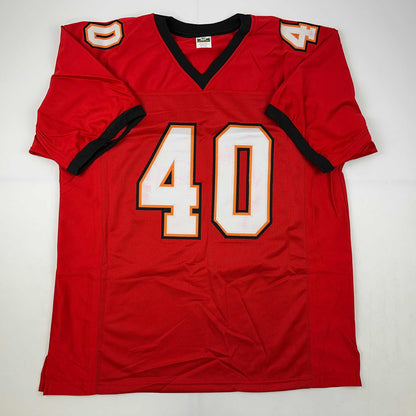 Facsimile Autographed Mike Alstott Tampa Bay Red Reprint Laser Auto Football Jersey Size Men's XL