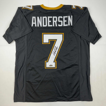 Facsimile Autographed Morten Andersen New Orleans Black Reprint Laser Auto Football Jersey Size Men's XL