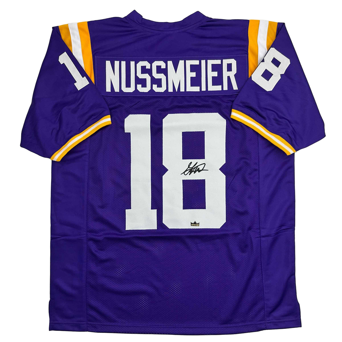 Facsimile Autographed Garrett Nussmeier LSU Purple Reprint Laser Auto College Football Jersey Size Men's XL