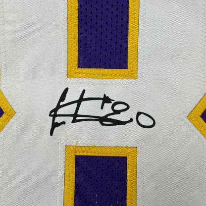 Framed Facsimile Autographed Cris Carter 35x39 Minnesota Purple Reprint Laser Auto Football Jersey