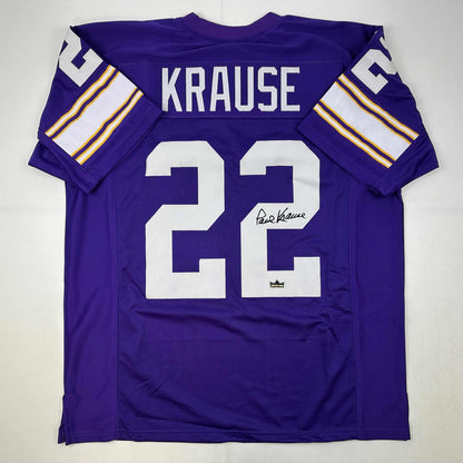 Facsimile Autographed Paul Krause Minnesota Purple Reprint Laser Auto Football Jersey Size Men's XL