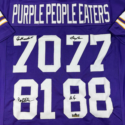 Framed Facsimile Autographed Purple People Eaters 35x39 Minnesota Purple Reprint Laser Auto Football Jersey