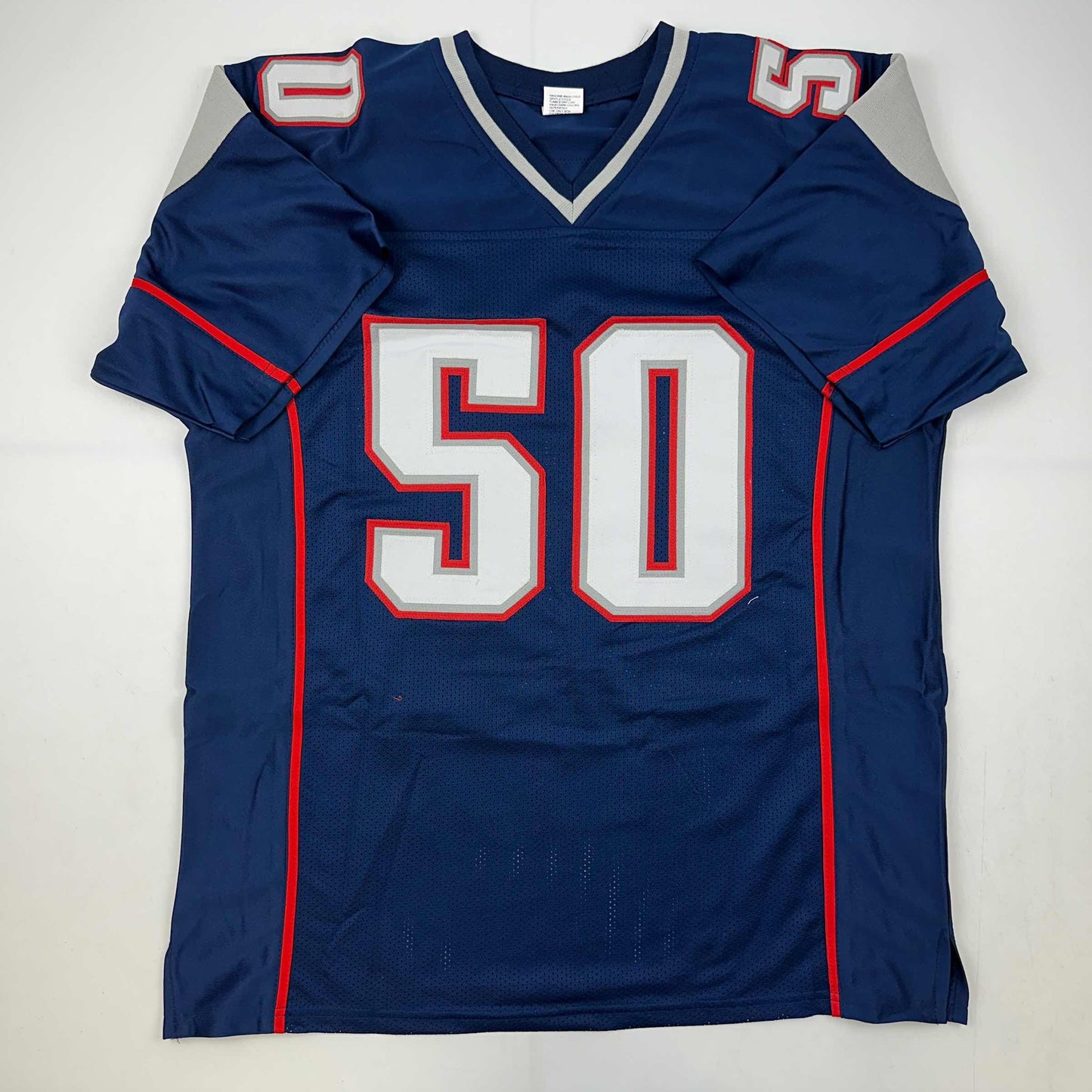 Facsimile Autographed Mike Vrabel New England Blue Reprint Laser Auto Football Jersey Size Men's XL