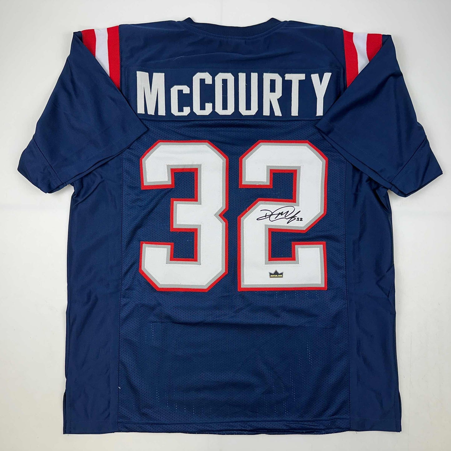 Facsimile Autographed Devin McCourty New England Blue Reprint Laser Auto Football Jersey Size Men's XL