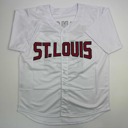 Autographed/Signed Ted Simmons St. Louis White Baseball Jersey JSA COA