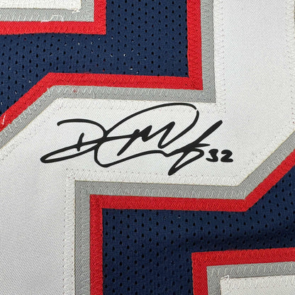 Framed Facsimile Autographed Devin McCourty 35x39 New England Blue Reprint Laser Auto Football Jersey
