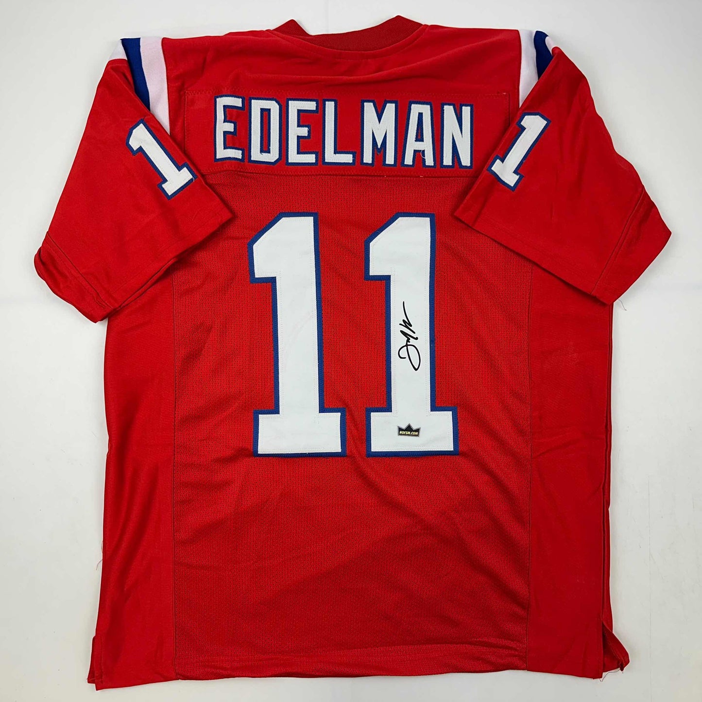 Facsimile Autographed Julian Edelman New England Red Reprint Laser Auto Football Jersey Size Men's XL