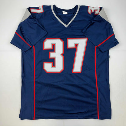 Facsimile Autographed Rodney Harrison New England Blue Reprint Laser Auto Football Jersey Size Men's XL