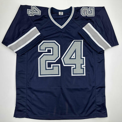 Autographed/Signed Everson Walls Dallas Blue Football Jersey JSA COA