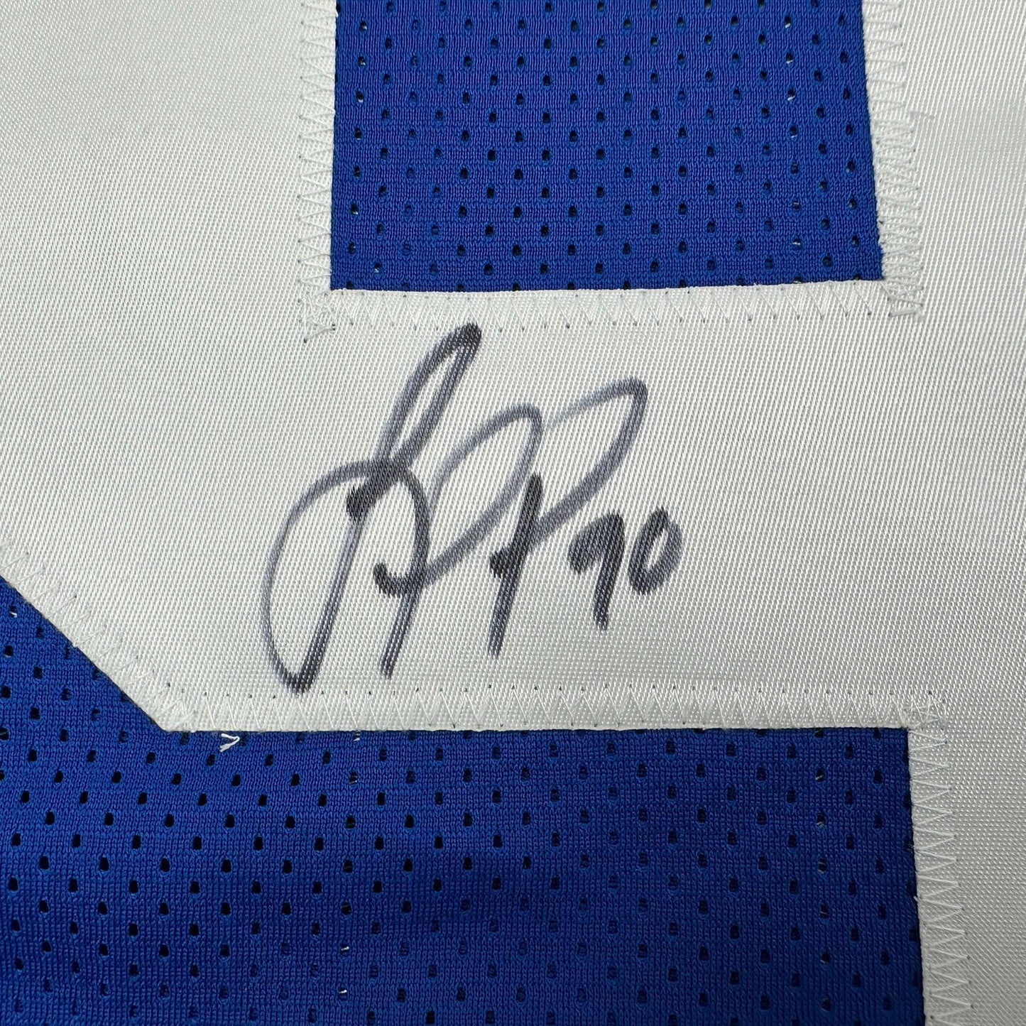 Autographed/Signed Jason Pierre-Paul JPP New York Blue Football Jersey JSA COA