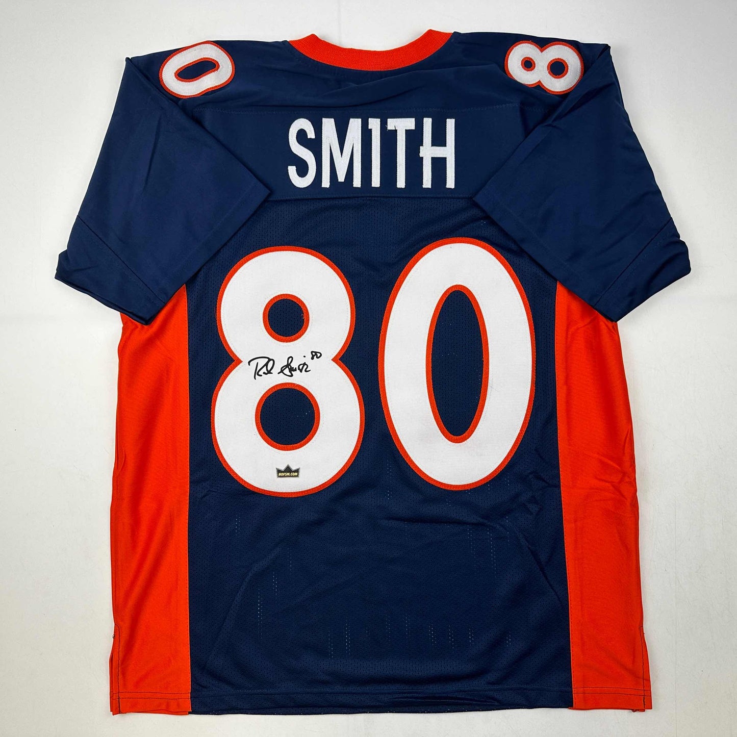 Facsimile Autographed Rod Smith Denver Blue Reprint Laser Auto Football Jersey Size Men's XL