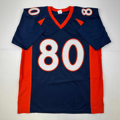 Facsimile Autographed Rod Smith Denver Blue Reprint Laser Auto Football Jersey Size Men's XL