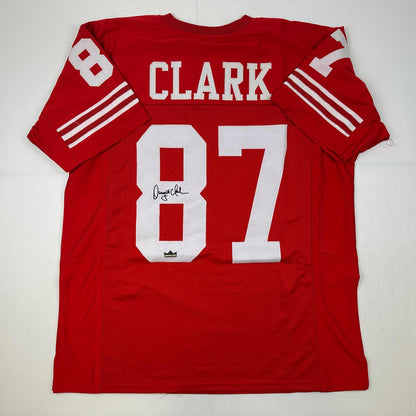 Facsimile Autographed Dwight Clark San Francisco Red Reprint Laser Auto Football Jersey Size Men's XL