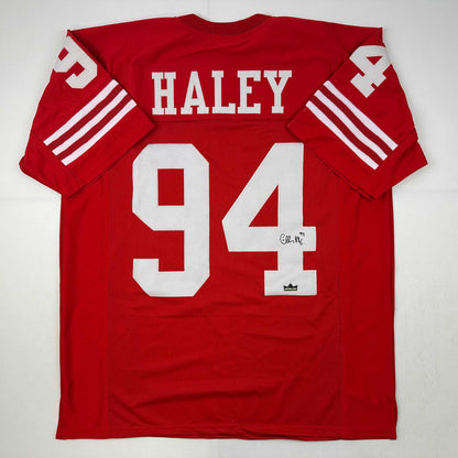 Facsimile Autographed Charles Haley San Francisco Red Reprint Laser Auto Football Jersey Size Men's XL