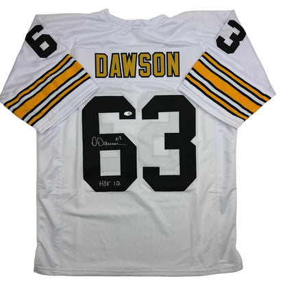 Autographed/Signed Dermontti Dawson HOF 12 Pittsburgh White Football Jersey JSA COA