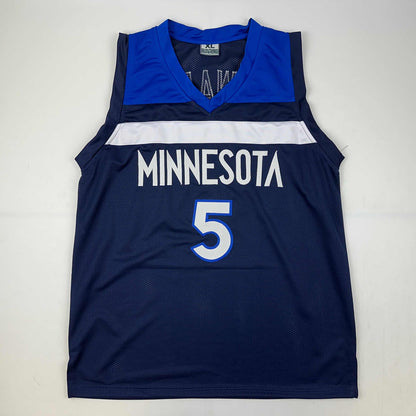 Facsimile Autographed Anthony Edwards Minnesota Blue Reprint Laser Auto Basketball Jersey Size Men's XL