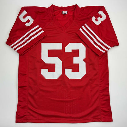 Autographed/Signed Bill Romanowski San Francisco Red Football Jersey Beckett BAS COA
