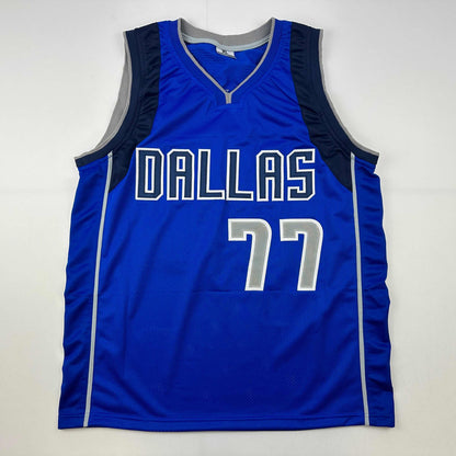 Facsimile Autographed Luka Doncic Dallas Blue Reprint Laser Auto Basketball Jersey Size Men's XL