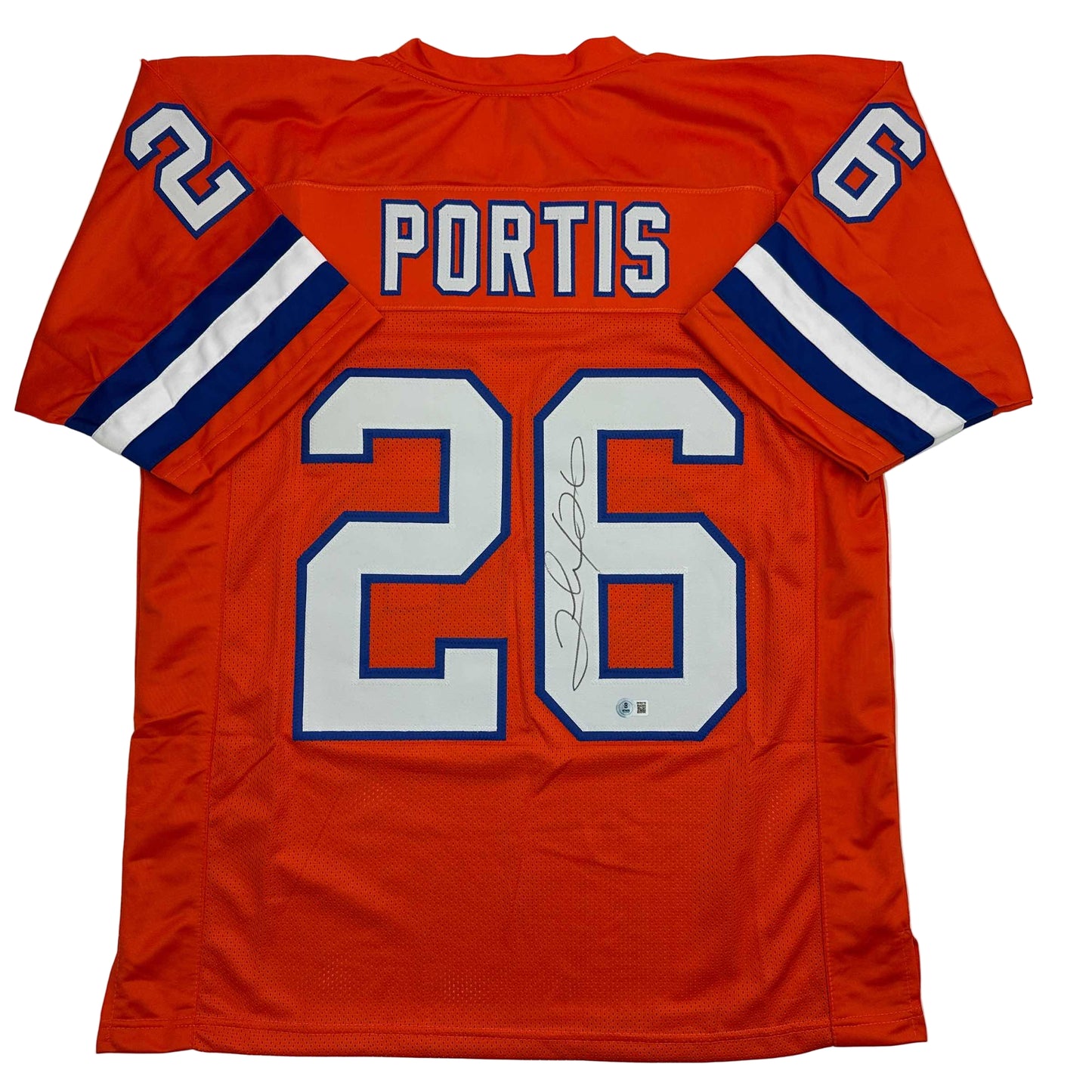 Autographed/Signed Clinton Portis Denver Retro Orange Football Jersey Beckett BAS COA