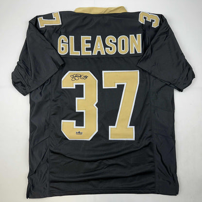 Facsimile Autographed Steve Gleason New Orleans Black Reprint Laser Auto Football Jersey Size Men's XL